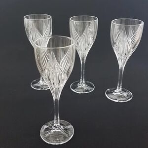 4pc Gorham Crystal Primrose Wine Glasses Set Wedding Toasting Stemware